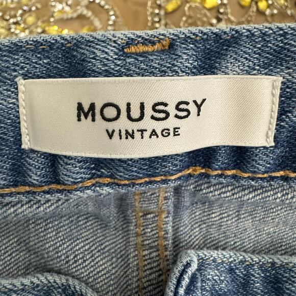 Moussy Vintage MV Jeans Howa Distressed Cropped Medium Blue 28 Japan - Picture 3 of 8